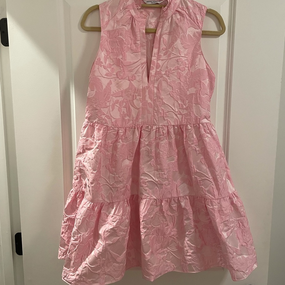 Amanda Uprichard Pink Floral Textured Mini Dress